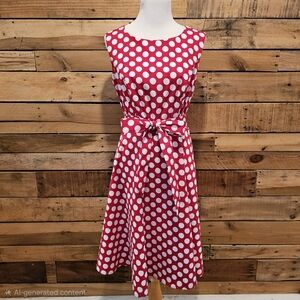 Hanpceirs Retro Red & White Polka Dot Fit & Flare Dress Size XL
